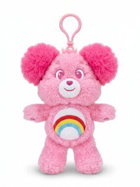Care Bears 2026 Pink Rainbow Cheer Mini Clip Plush Keychain — New w/ Tag
